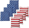 All Weather Cornhole Bean Bags Set of 8 - Duck Cloth, Regulation Size & Weight - Bright American Flag