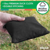 All Weather Cornhole Bean Bags Set of 8 - Duck Cloth, Regulation Size & Weight - Purple & Black