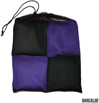 All Weather Cornhole Bean Bags Set of 8 - Duck Cloth, Regulation Size & Weight - Purple & Black