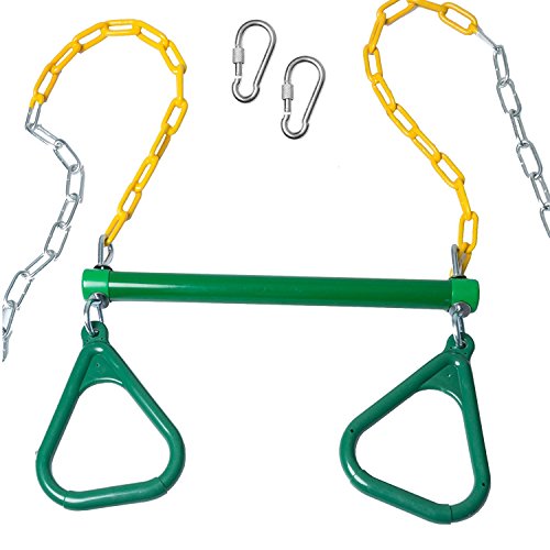 Trapeze Bar with Rings for Swing Set - Outdoor Playground Equipment Swing Bar