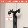 Door Stopper Hinge, Black 2 Pack - Heavy Duty Adjustable Hinge Pin Door Stop Hardware with Rubber Bumper Tips