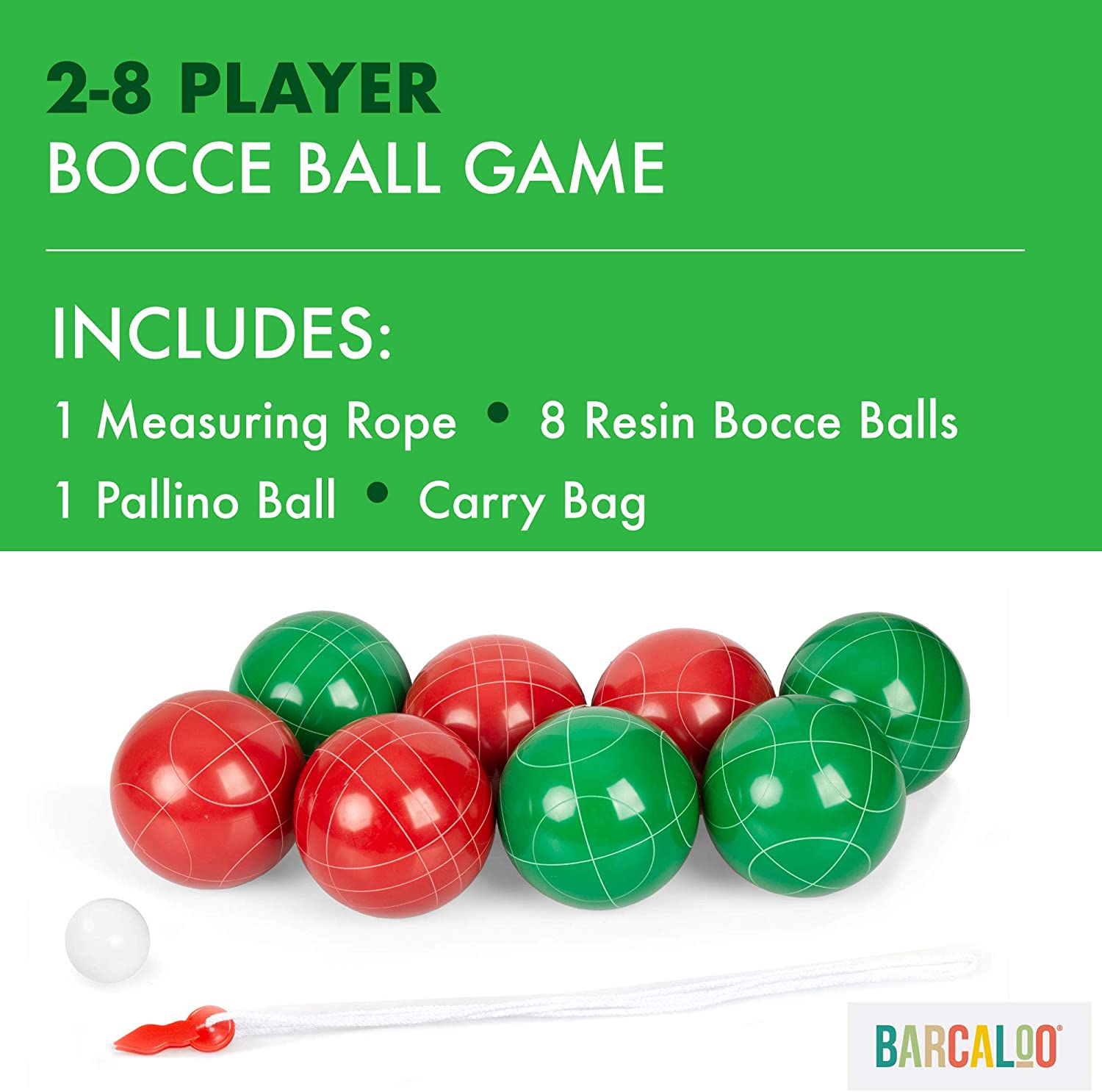 Lightweight Kids Bocce Ball Set Hard Plastic Case W/ Handle, 8 Balls, 2  Pallinos