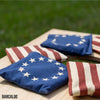 All Weather Cornhole Bean Bags Set of 8 - Duck Cloth, Regulation Size & Weight - Betsy Ross Vintage American Flag