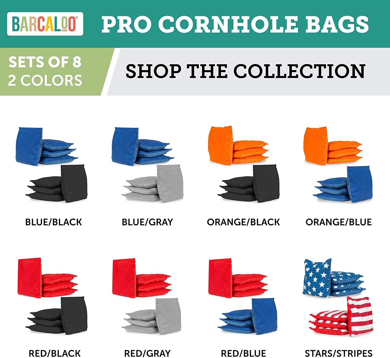 All Weather Professional Cornhole Bags - Set of 8 Regulation All Weather  Two Sided Bean Bags for Pro Corn Hole Game - 4 Red & 4 Gray
