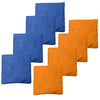 All Weather Cornhole Bean Bags Set of 8 - Duck Cloth, Regulation Size & Weight - Orange & Royal Blue