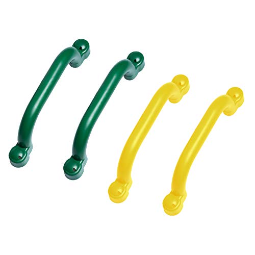 Playground Safety Handles 4 Pack Color Combination Set  - Set of 2 Green and 2 Yellow Grab Handle Safety Bars for Jungle Gym