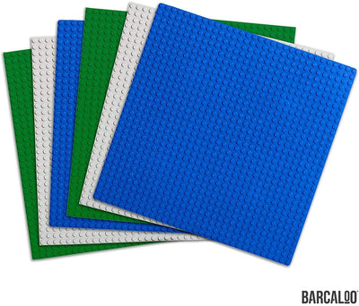 Barcaloo Building Bricks - 10 Inch x 10 Inch Stackable Baseplates - Variety 6 Pack Compatible with all Major Brands