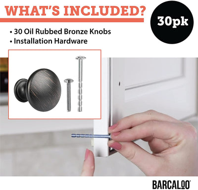Oil Rubbed Bronze Kitchen Cabinet Knobs - Round Drawer Handles - 30 Pack of Kitchen Cabinet Hardware