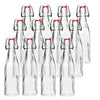 Glass Beer Bottles for Home Brewing - Square 12 Pack with Flip Caps and Funnel