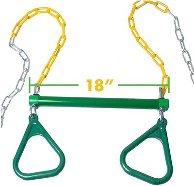 Trapeze Bar with Rings for Swing Set - Outdoor Playground Equipment Swing Bar