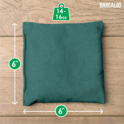 All Weather Cornhole Bean Bags Set of 8 - Duck Cloth, Regulation Size & Weight - Hunter Green & Black